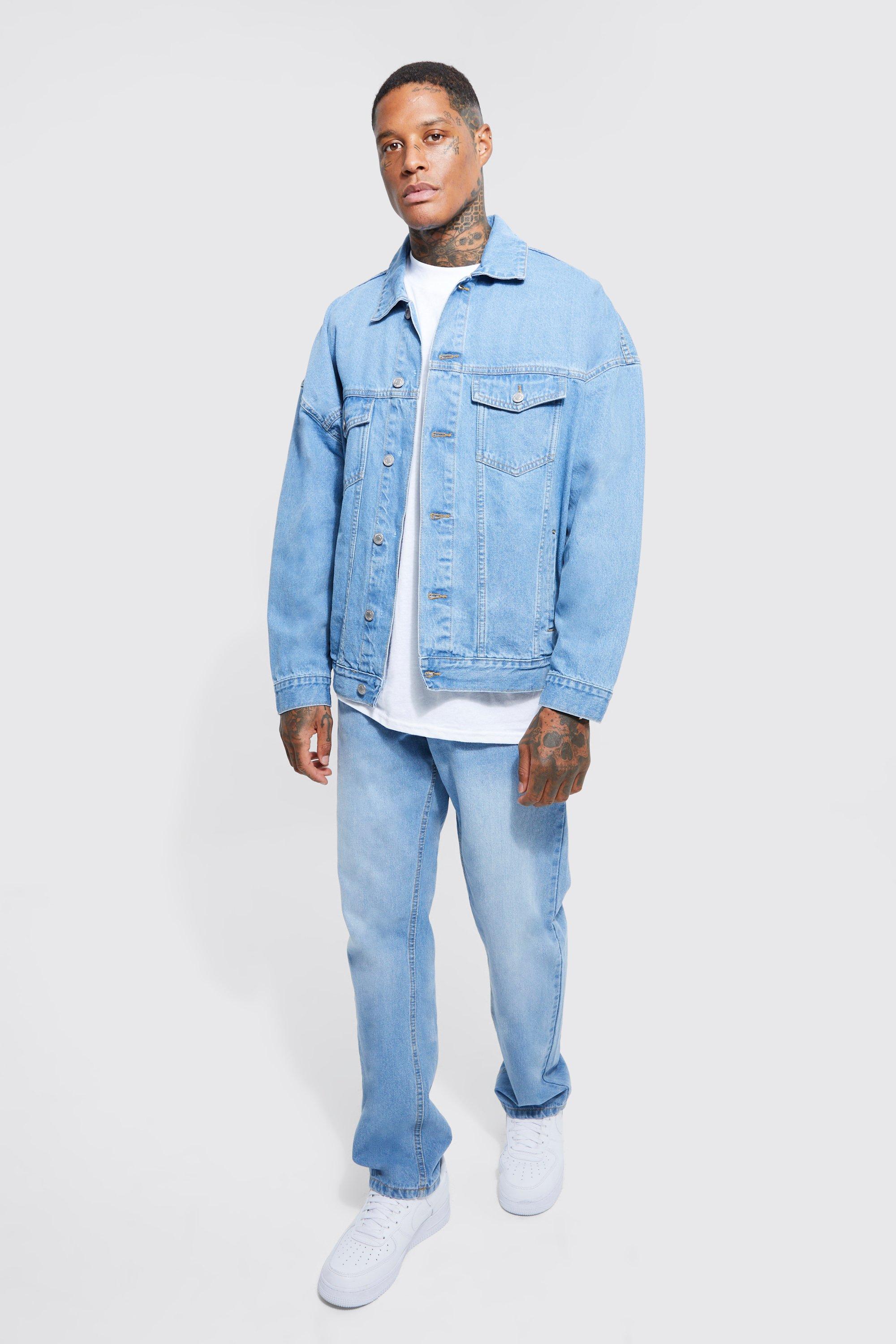 Veste en discount jeans oversize homme